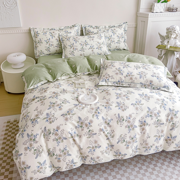 91家纺网 家纺一手货源 找家纺 丽卡家纺  家居馆 2024新款全棉四件套纯棉四件套碎花四件套 云中忆