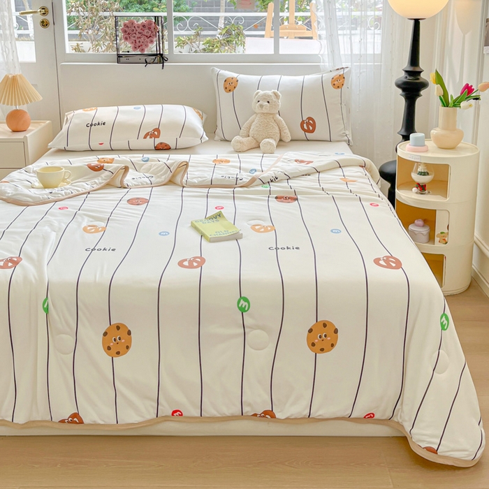 91家纺网 家纺一手货源 找家纺 葡萄家 2024新款A类母婴级大豆纤维牛奶丝针织棉夏凉被 曲奇饼干