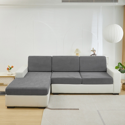 91家纺网 家纺一手货源 找家纺 飞翔家纺 2024新款提花叶草沙发笠 中灰色