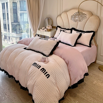 苏源家居 2024新款法式小香风系列亲肤棉四件套 小香风-冰霉粉