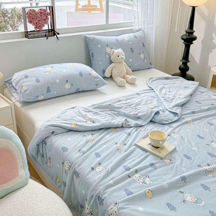 91家纺网 家纺一手货源 找家纺 葡萄家 2024新款A类母婴级大豆纤维牛奶丝针织棉夏凉被 小狗日记