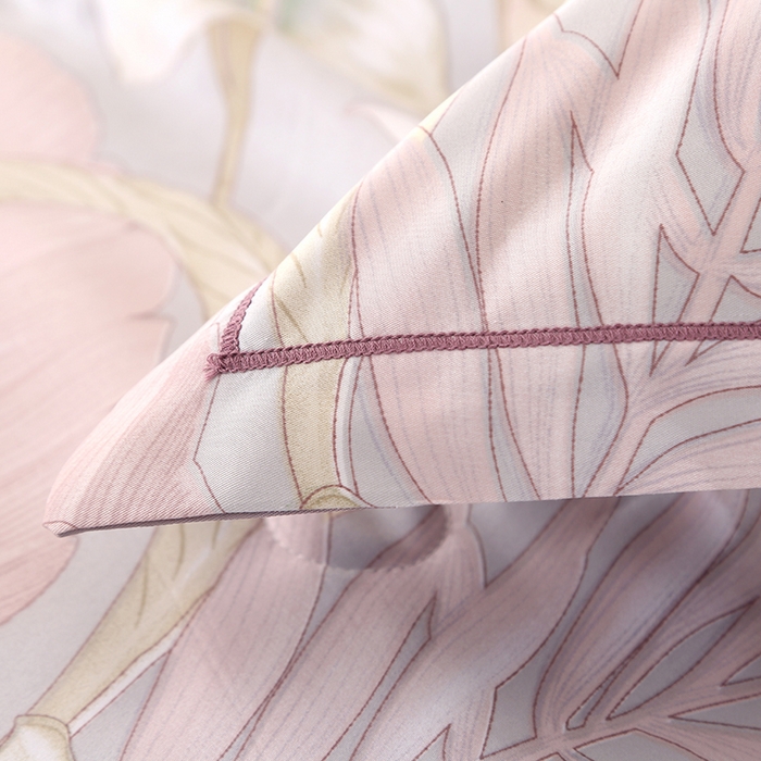 91家纺网 家纺一手货源 找家纺 富之航家纺 2024新款拼角宽边水洗天丝夏被四件套 羽颂紫