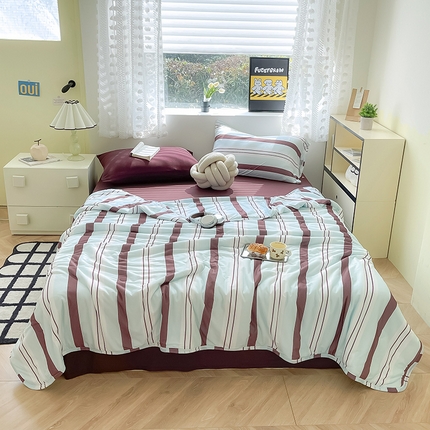 Mr.pig猪先生水洗棉 2024新款5A抗菌针织棉印花夏被 绿咖条