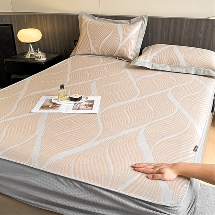 三味舒屋 2025新款轻奢主义抗菌防螨凉感提花冰丝养生席床笠款 鎏金