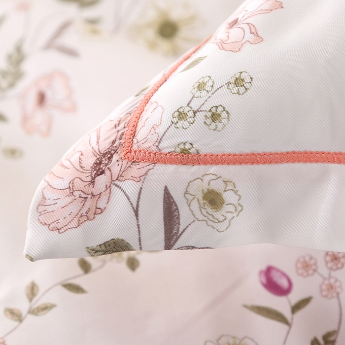 91家纺网 家纺一手货源 找家纺 富之航家纺 2024新款拼角宽边水洗天丝夏被四件套 园艺红