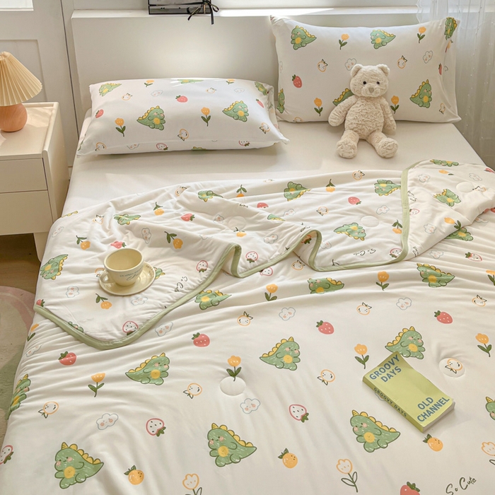 91家纺网 家纺一手货源 找家纺 葡萄家 2024新款A类母婴级大豆纤维牛奶丝针织棉夏凉被 小福龙