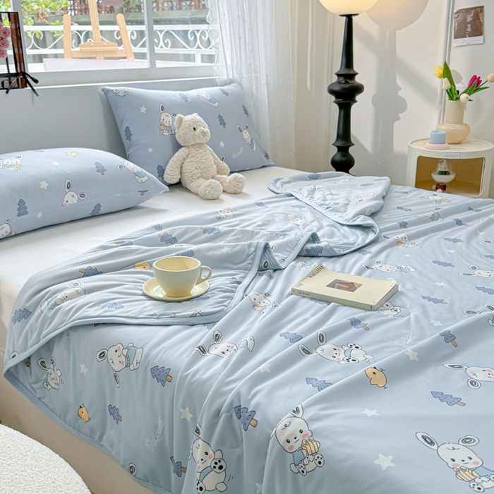 91家纺网 家纺一手货源 找家纺 葡萄家 2024新款A类母婴级大豆纤维牛奶丝针织棉夏凉被 小狗日记