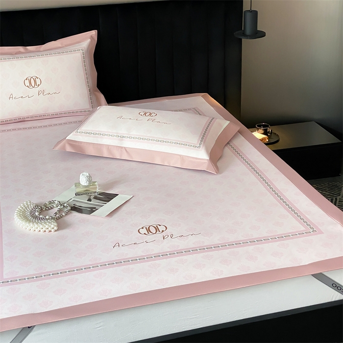 91家纺网 家纺一手货源 找家纺 三味舒屋 2025新款凉感抗菌防螨印花冰丝养生席手绘系列床席款【简欧】  安娜粉