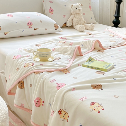 葡萄家 2024新款A类母婴级大豆纤维牛奶丝针织棉夏凉被 甜甜圈