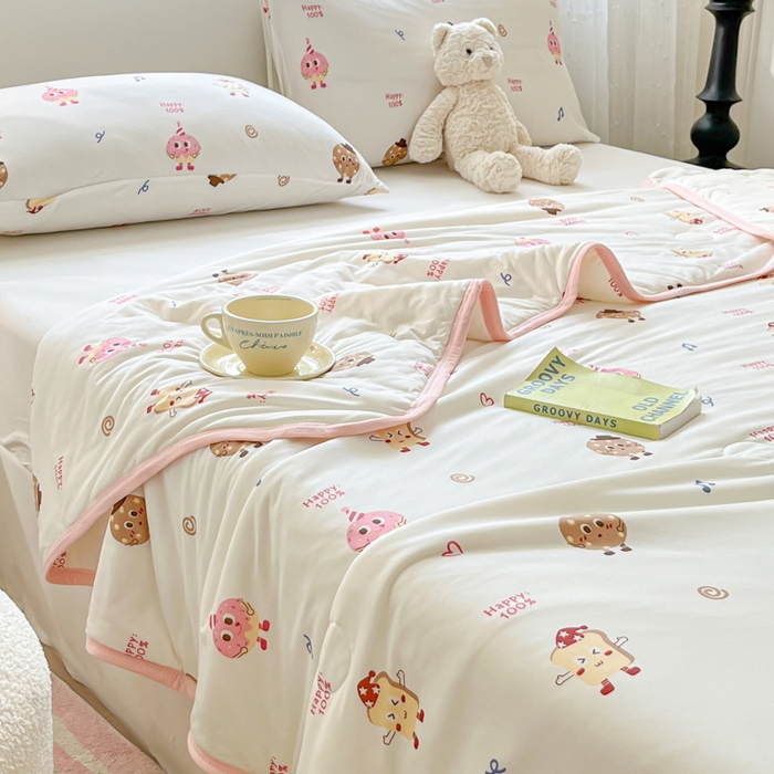 91家纺网 家纺一手货源 找家纺 葡萄家 2024新款A类母婴级大豆纤维牛奶丝针织棉夏凉被 甜甜圈