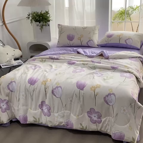 91家纺网 家纺一手货源 找家纺 ME/ERA HOME寐时代 2024新款泡泡棉印花夏被四件套 秋水伊人