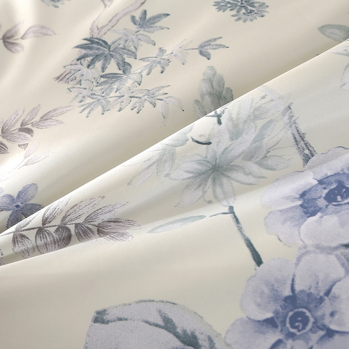 91家纺网 家纺一手货源 找家纺 富之航家纺 2024新款拼角宽边水洗天丝夏被四件套 玉茗春浅米