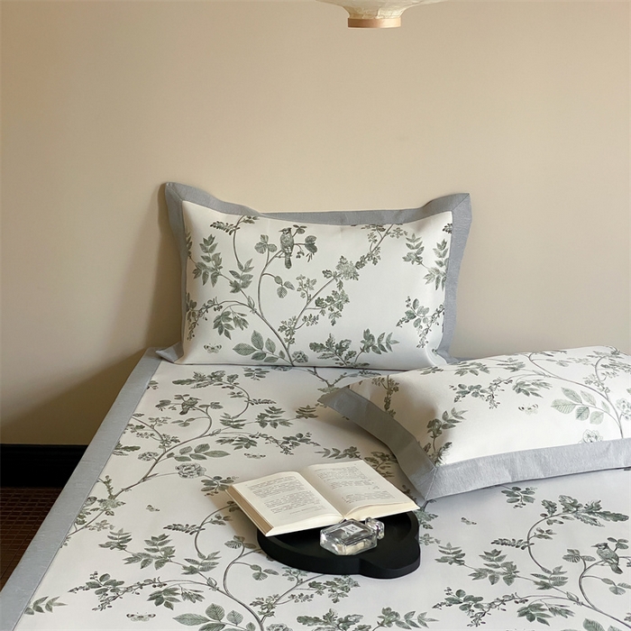 91家纺网 家纺一手货源 找家纺 三味舒屋 2026新款凉感抗菌防螨印花冰丝养生席手绘系列【花卉】床席款 枝晓绿