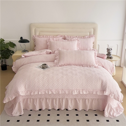 十个点 2024新款软糯舒适水洗泡泡棉夹棉床盖款单品及套件 玉粉