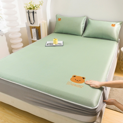 91家纺网 家纺一手货源 找家纺 （总）九亭家纺 2024新款A类抗菌冰丝刺绣款床笠凉席