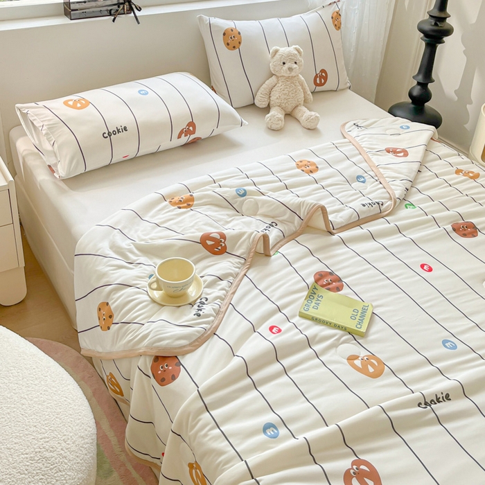 91家纺网 家纺一手货源 找家纺 葡萄家 2024新款A类母婴级大豆纤维牛奶丝针织棉夏凉被 曲奇饼干