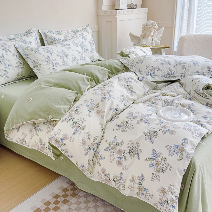 91家纺网 家纺一手货源 找家纺 丽卡家纺  家居馆 2024新款全棉四件套纯棉四件套碎花四件套 云中忆