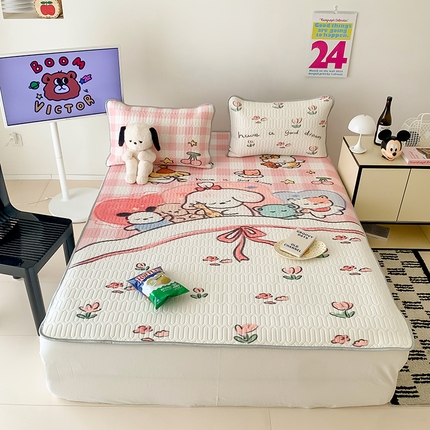 91家纺网 家纺一手货源 找家纺 顾里家纺 顾里家纺 2024新款凉感丝数码印花INS风大版凉席三件套 晚安宝贝