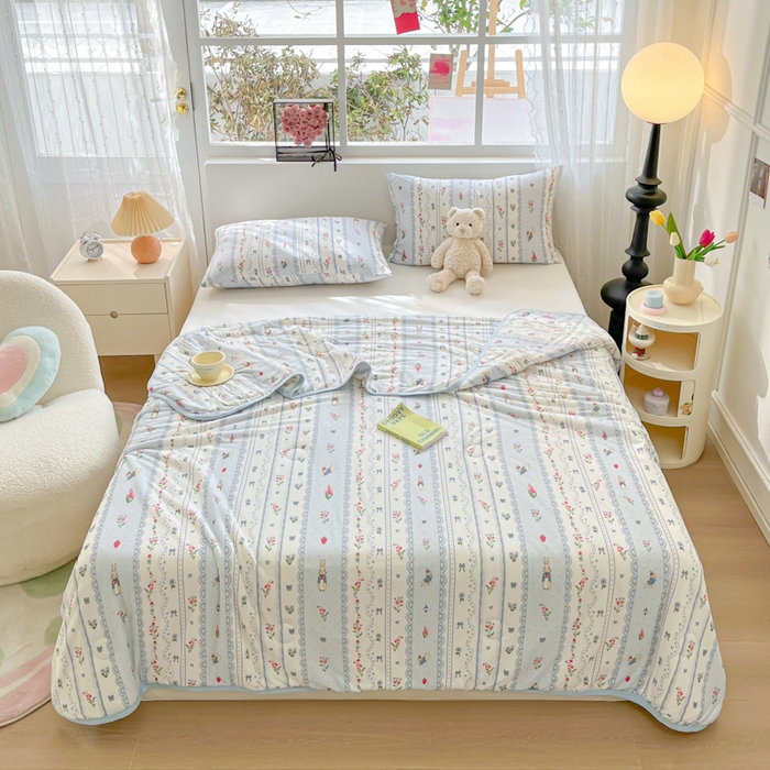 91家纺网 家纺一手货源 找家纺 葡萄家 2024新款A类母婴级大豆纤维牛奶丝针织棉夏凉被 奶昔小兔