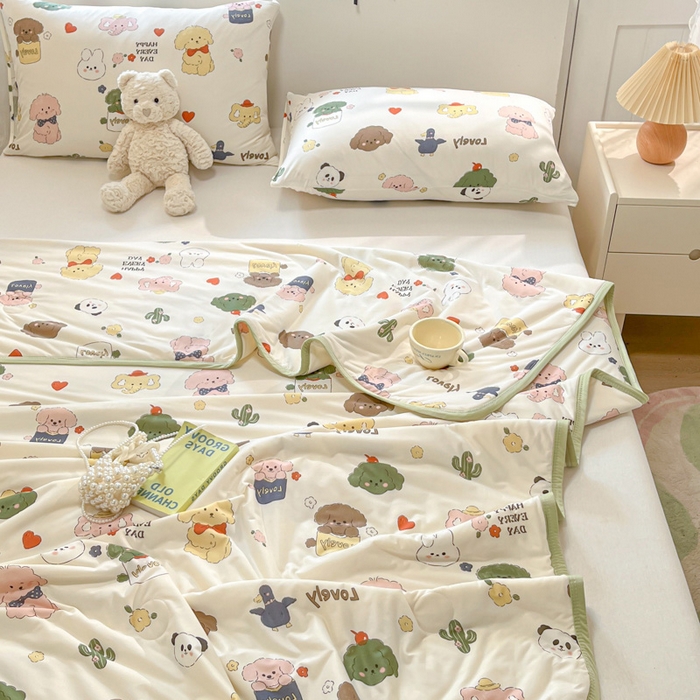 91家纺网 家纺一手货源 找家纺 葡萄家 2024新款A类母婴级大豆纤维牛奶丝针织棉夏凉被 游园记