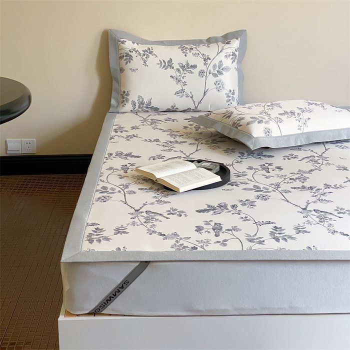 91家纺网 家纺一手货源 找家纺 三味舒屋 2026新款凉感抗菌防螨印花冰丝养生席手绘系列【花卉】床席款 枝晓米