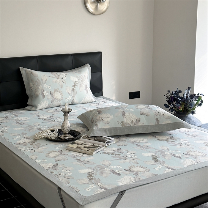 91家纺网 家纺一手货源 找家纺 三味舒屋 2026新款凉感抗菌防螨印花冰丝养生席手绘系列【花卉】床席款 兰亭