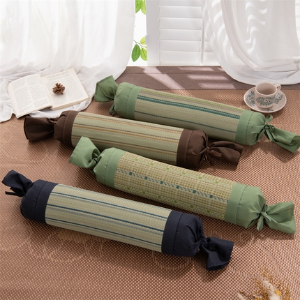 91家纺网 家纺一手货源 找家纺 （总）仁宇枕业 2024年新款枕芯 天然蔺草凉席糖果枕头护颈椎圆形枕芯