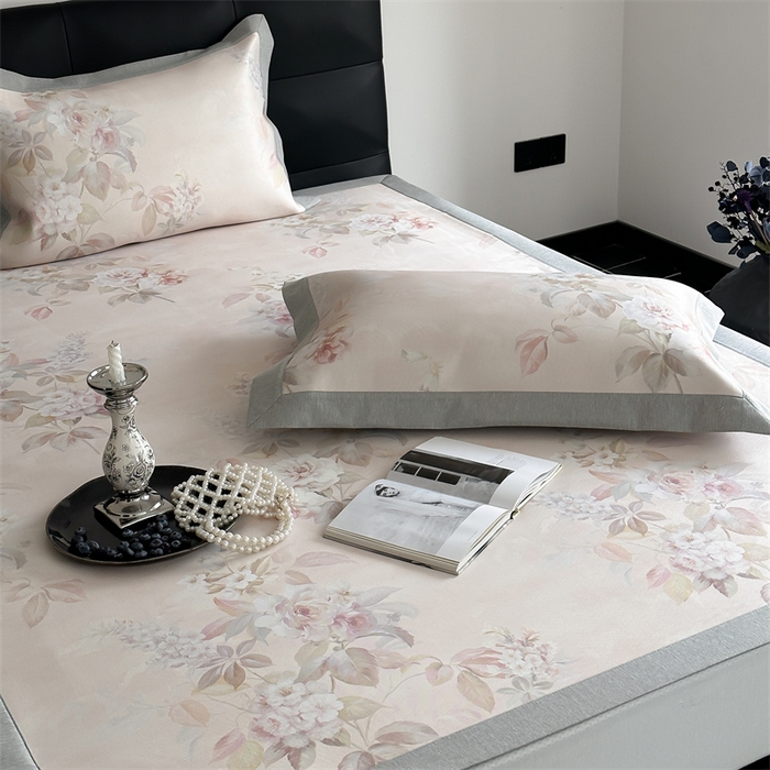 91家纺网 家纺一手货源 找家纺 三味舒屋 2026新款凉感抗菌防螨印花冰丝养生席手绘系列【花卉】床席款 雅韵