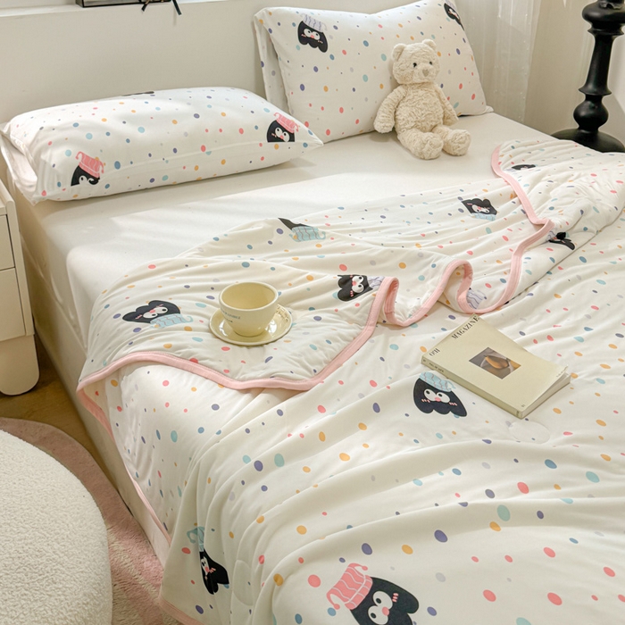 91家纺网 家纺一手货源 找家纺 葡萄家 2024新款A类母婴级大豆纤维牛奶丝针织棉夏凉被 奇趣豆豆