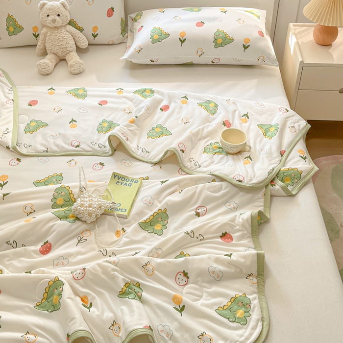 91家纺网 家纺一手货源 找家纺 葡萄家 2024新款A类母婴级大豆纤维牛奶丝针织棉夏凉被 小福龙