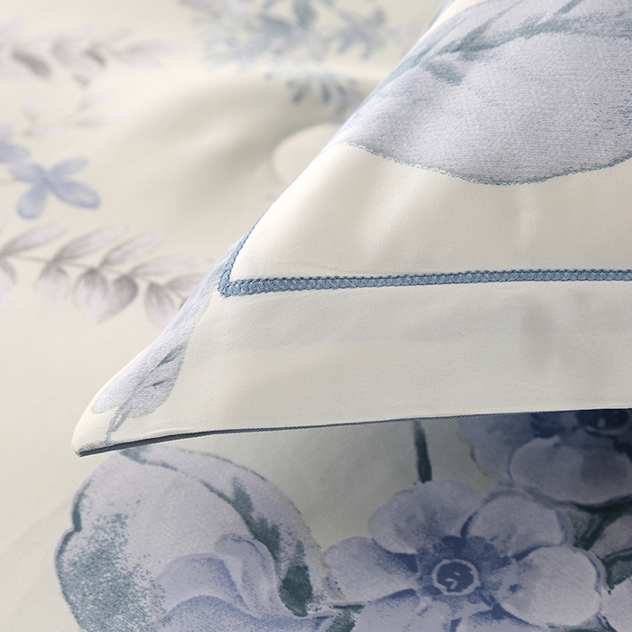 91家纺网 家纺一手货源 找家纺 富之航家纺 2024新款拼角宽边水洗天丝夏被四件套 玉茗春浅米