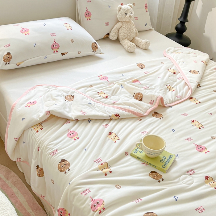 91家纺网 家纺一手货源 找家纺 葡萄家 2024新款A类母婴级大豆纤维牛奶丝针织棉夏凉被 甜甜圈