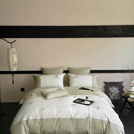 91家纺网 家纺一手货源 找家纺 （总）FORTWO2024新款50S新中式长绒棉四件套-场景二