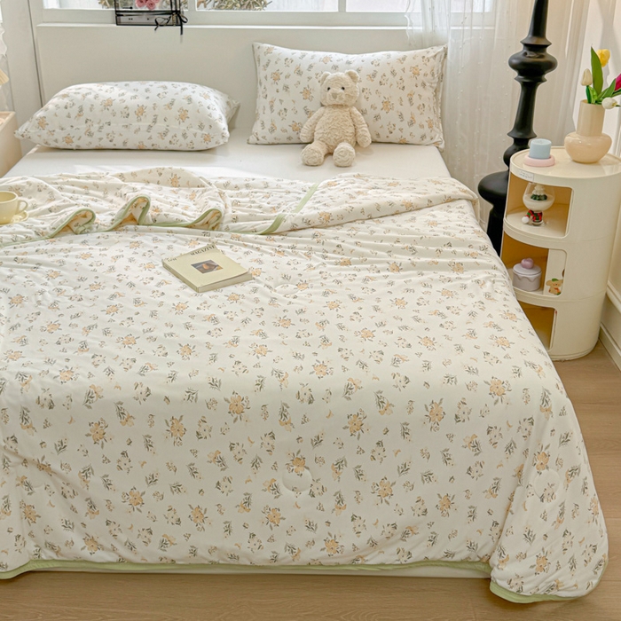 91家纺网 家纺一手货源 找家纺 葡萄家 2024新款A类母婴级大豆纤维牛奶丝针织棉夏凉被 花开半夏