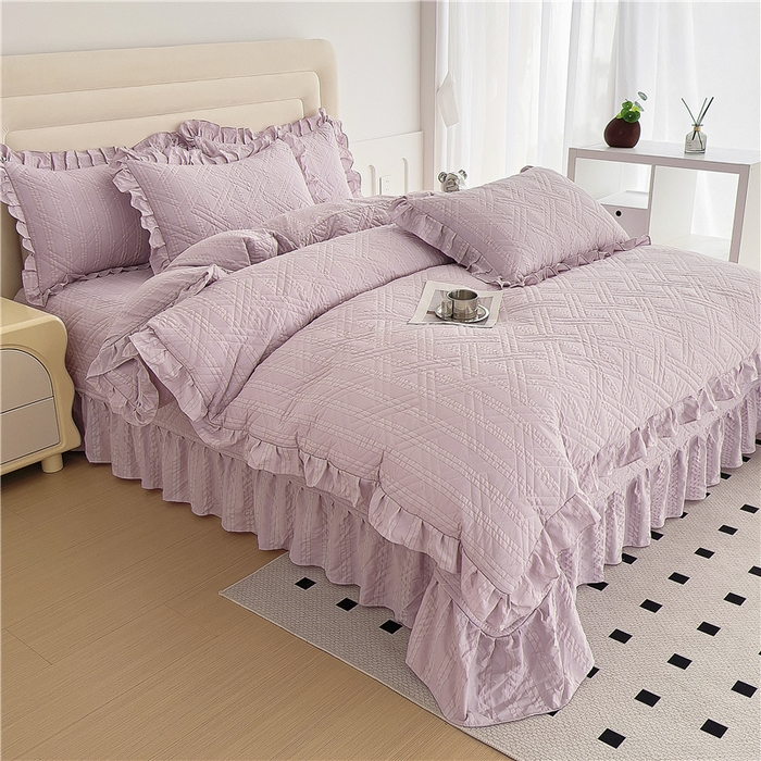 91家纺网 家纺一手货源 找家纺 （总）十个点 2024新款软糯舒适水洗泡泡棉夹棉床盖款单品及套件