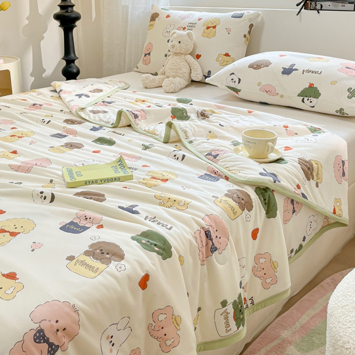 91家纺网 家纺一手货源 找家纺 葡萄家 2024新款A类母婴级大豆纤维牛奶丝针织棉夏凉被 游园记