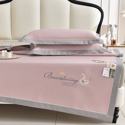 91家纺网 家纺一手货源 找家纺 （总）小牛席业 加厚款-满天星天鹅刺绣凉感冰丝席系列凉席藤席冰丝席冰藤席豆豆席乳胶席