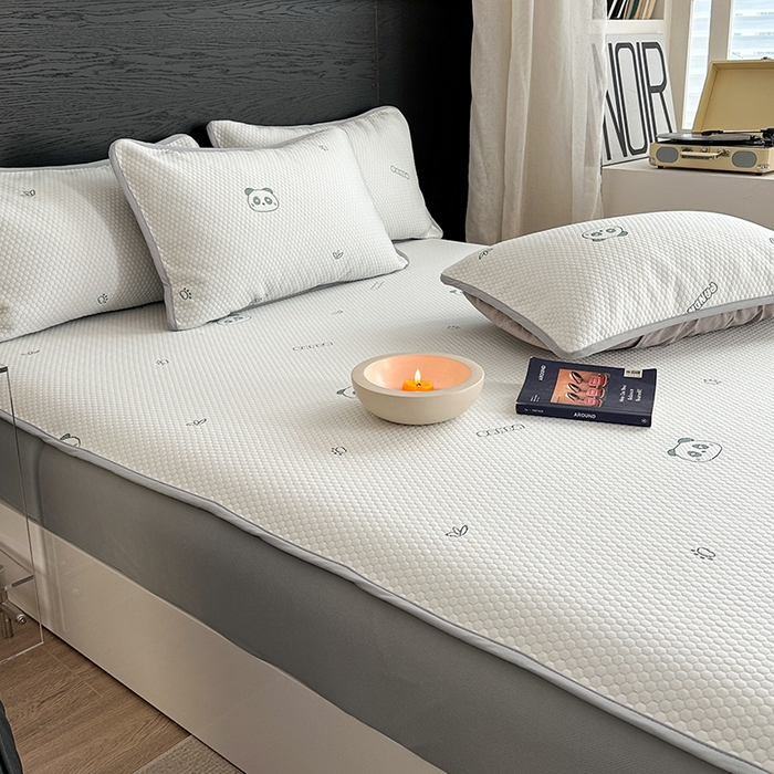 91家纺网 家纺一手货源 找家纺 （总）2024 新款A类立体提花冰豆豆凉感抗菌凉席床笠款