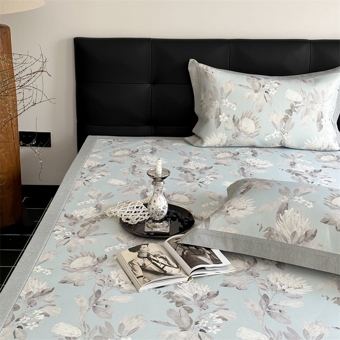 91家纺网 家纺一手货源 找家纺 三味舒屋 2026新款凉感抗菌防螨印花冰丝养生席手绘系列【花卉】床席款 兰亭