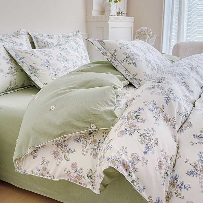 91家纺网 家纺一手货源 找家纺 丽卡家纺  家居馆 2024新款全棉四件套纯棉四件套碎花四件套 云中忆