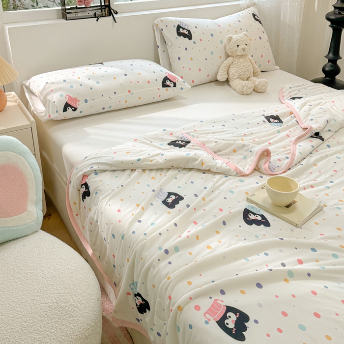 91家纺网 家纺一手货源 找家纺 葡萄家 2024新款A类母婴级大豆纤维牛奶丝针织棉夏凉被 奇趣豆豆