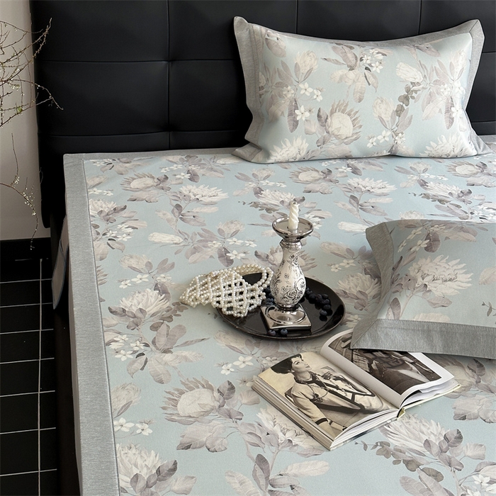 91家纺网 家纺一手货源 找家纺 三味舒屋 2026新款凉感抗菌防螨印花冰丝养生席手绘系列【花卉】床席款 兰亭