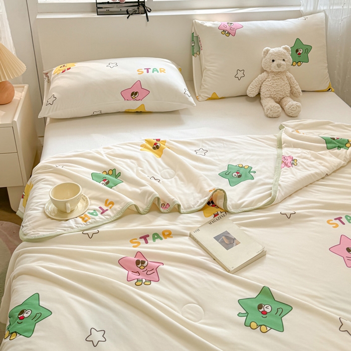 91家纺网 家纺一手货源 找家纺 葡萄家 2024新款A类母婴级大豆纤维牛奶丝针织棉夏凉被 满天星