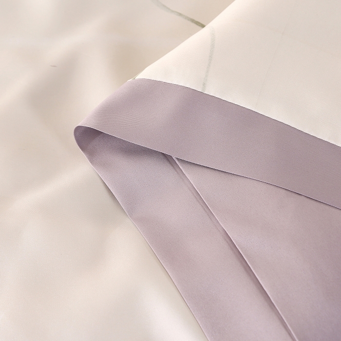 91家纺网 家纺一手货源 找家纺 富之航家纺 2024新款拼角宽边水洗天丝夏被四件套 紫藤花紫