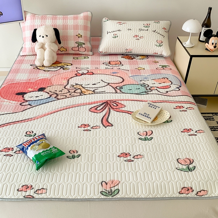 91家纺网 家纺一手货源 找家纺 顾里家纺 顾里家纺 2024新款凉感丝数码印花INS风大版凉席三件套 晚安宝贝