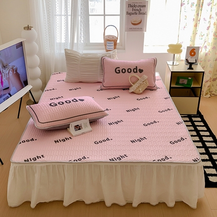 顾里家纺 顾里家纺 2024新款凉感丝数码印花INS风大版凉席三件套 甜酷字母