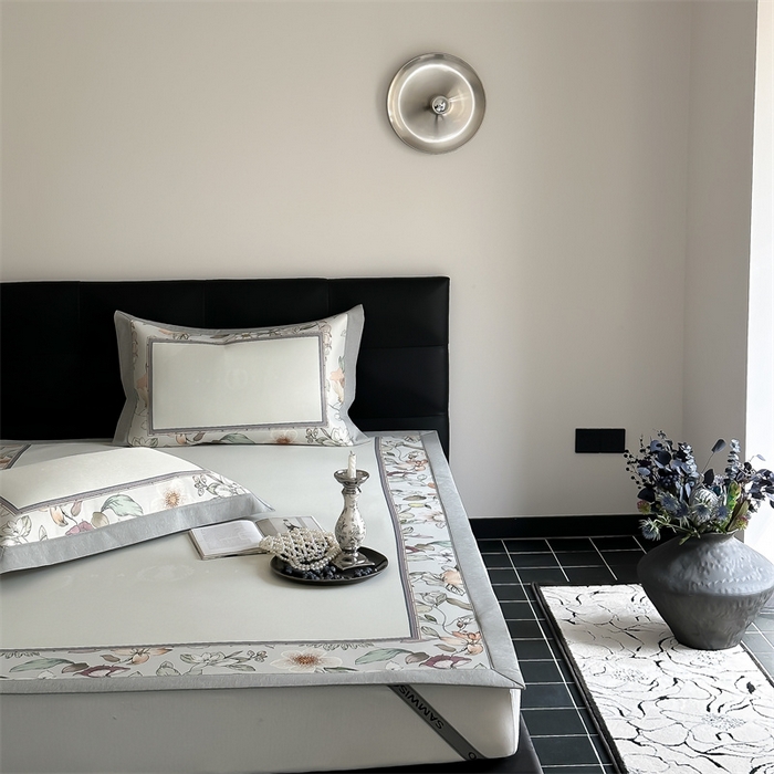 91家纺网 家纺一手货源 找家纺 三味舒屋 2026新款凉感抗菌防螨印花冰丝养生席手绘系列【花卉】床席款 晚芙