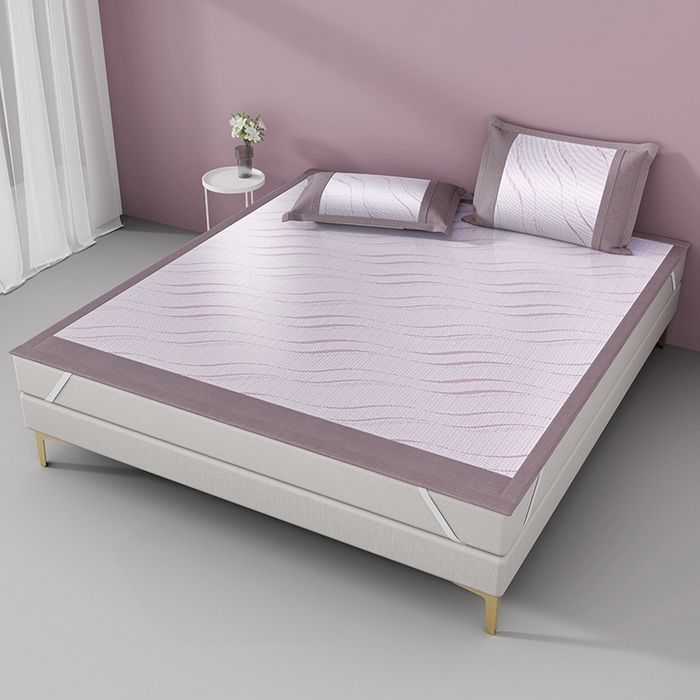 91家纺网 家纺一手货源 找家纺 伊被源 2024新款抗菌水洗绣花冰丝席--波澜 波澜-冰清紫