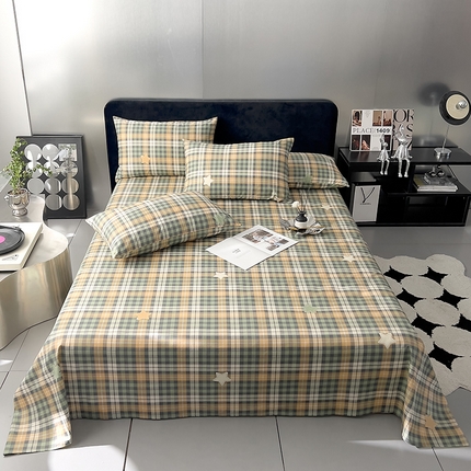91家纺网 家纺一手货源 找家纺 （总）DoDo 兜兜 2024新款全棉纯棉简约条格单床单可定制定做