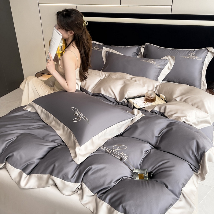 91家纺网 家纺一手货源 找家纺 瑞驰家纺 2024新款60兰精天丝四件套-罗莎琳 暮云灰